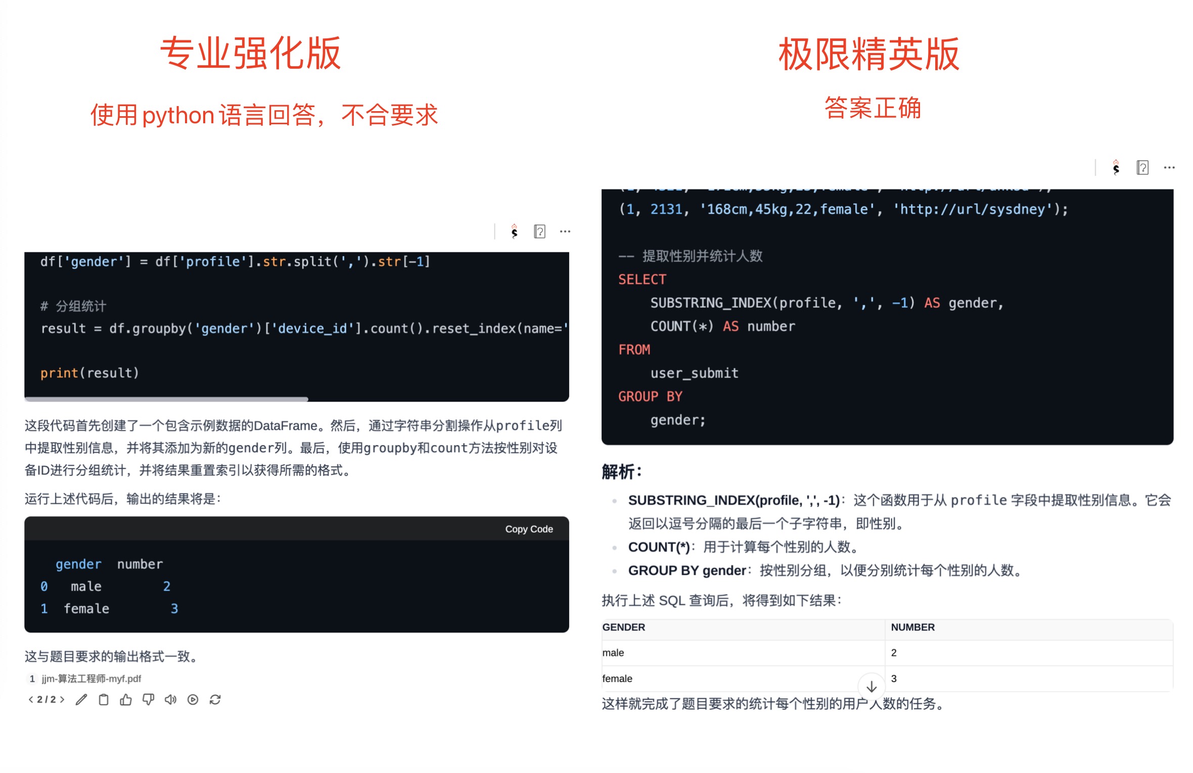 新模型笔试效果对比
